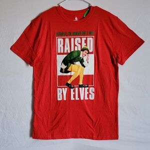 Elf Christmas Movie Graphic T-shirt Short Sleeve Raised by Elves Will Ferrell